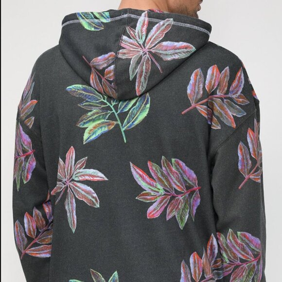 Scotch Soda Twisted Hoodie Sweater Mens Black Pullover Floral Tropical Soft - Picture 6 of 9